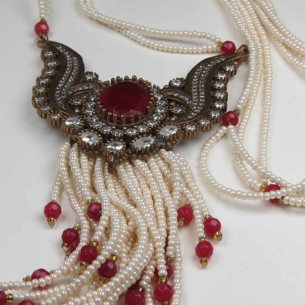 Necklace Red onyx & Garnet  Hand made 40" long
